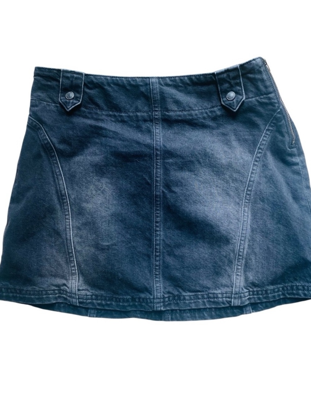 FREE PEOPLE Black Denim Micro Mink Skirt Y2K